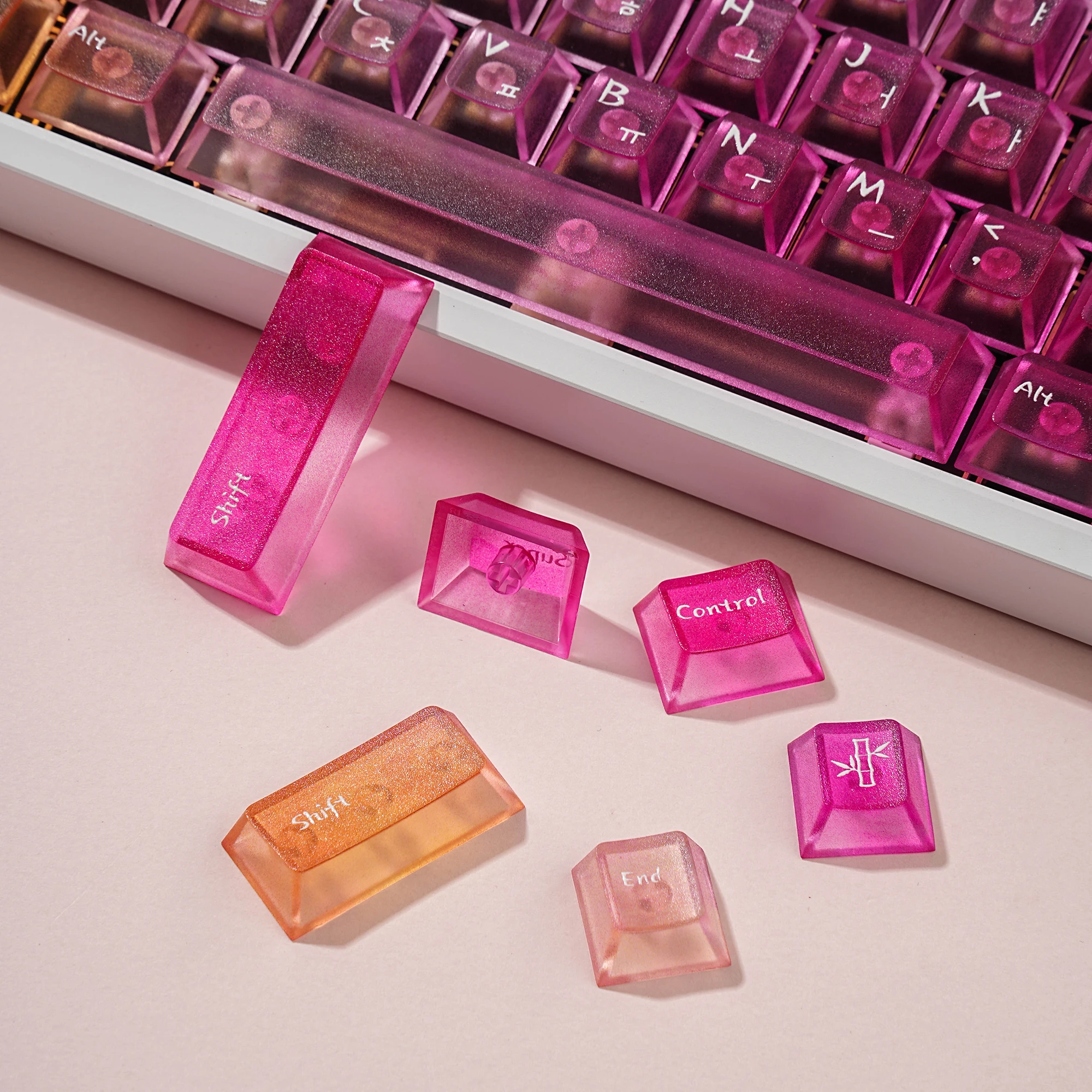 Korean Keycaps Fog Kermeates Color gradient PC Cherry Profile UV Printing For Korean mechanical keyboard MX Switch