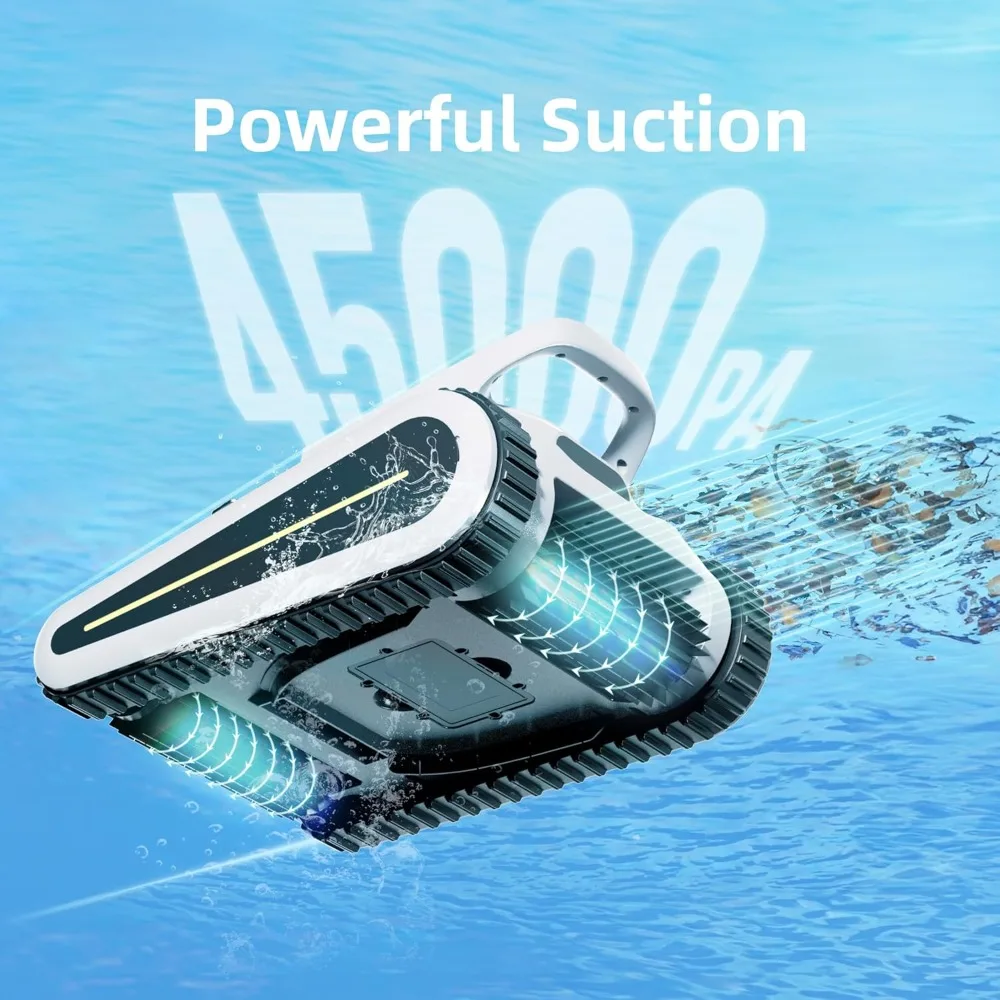 Pool vacuum cleaner for ground level swimming pools, running for 2.5 hours, wireless robot pool cleaner