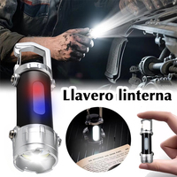 Mini Portable Keychain Flashlight Multifunction COB Work Light 6 Modes Emergency Rechargeable Light for Walking Searching Hiking