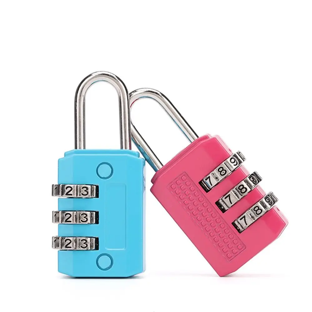 Multifunctional Mini Number Lock Durable Solid Color Password Lock 3 Digit Anti-theft Alloy Padlock Trolley Case
