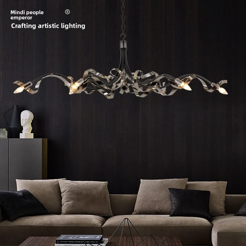 Postmodern light luxury living room dining room chandelier creative stainless steel designer model room lamps personalized