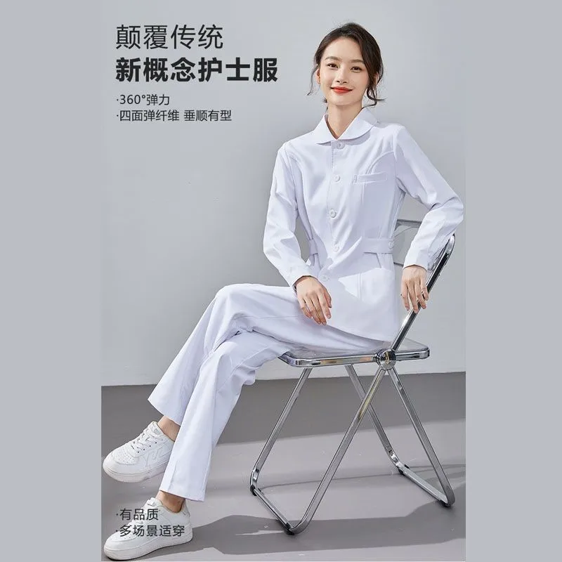 Verpleegkundige Uniform Lange Mouwen Elastische Scrub Medisch Uniform Antistatische Tandheelkundige Kliniek Werkkleding Ziekenhuis Verpleging Outfits Split Set