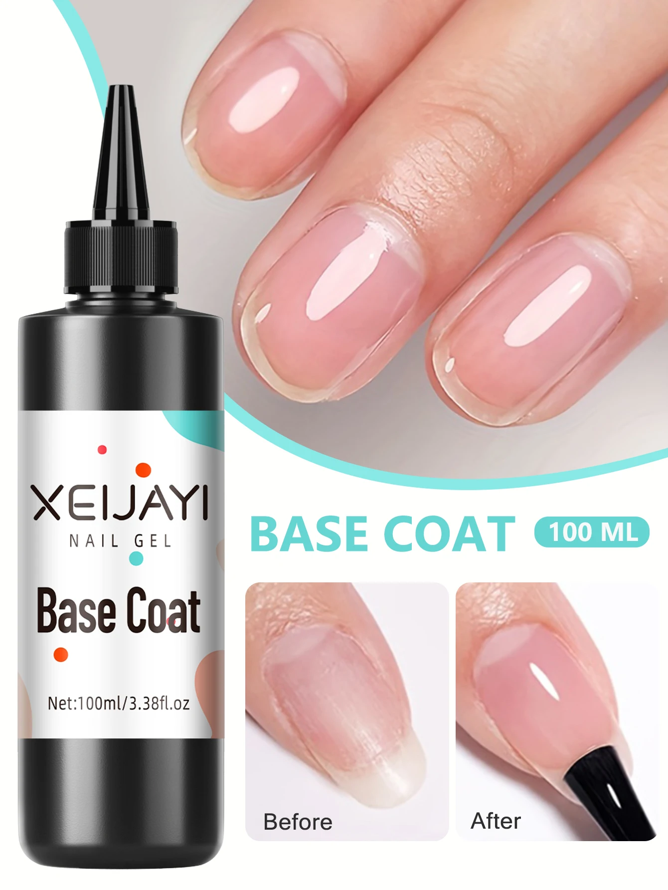 1pc 100ml Long-Lasting Diamond Gel Base Coat Shine Finish and Soak Off LED Nail Lamp Perfect for Christmas Nail Art Design