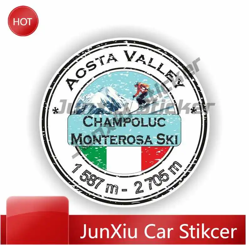 

Champoluc Monterosa Ski Aosta Valley Italy Italia Ski Snowboard Sticker Long Lasting Vehicle Sticker For Truck Window Scratch