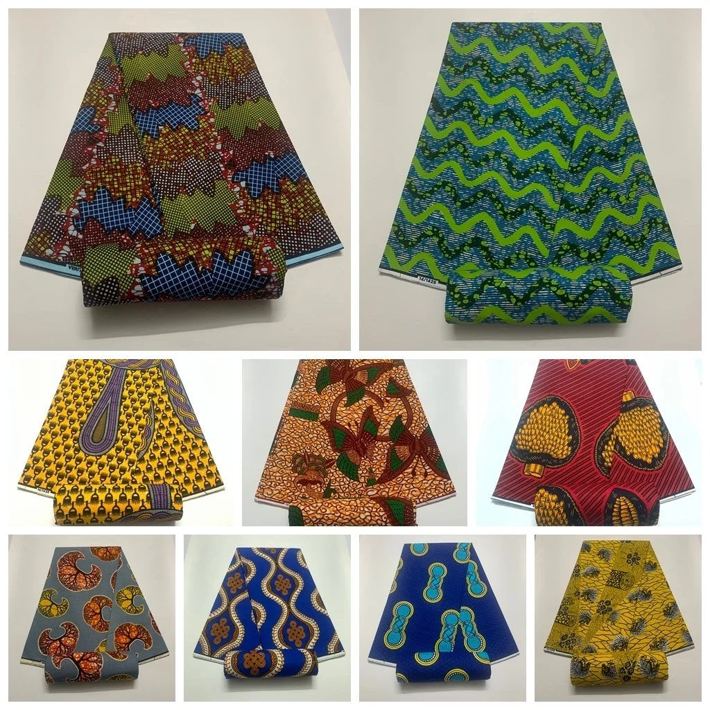 

African real wax print fabric 6 yards Cotton Ankara Nigeria Ghana real tissu wax for patchwork sewing for african fabric dresses