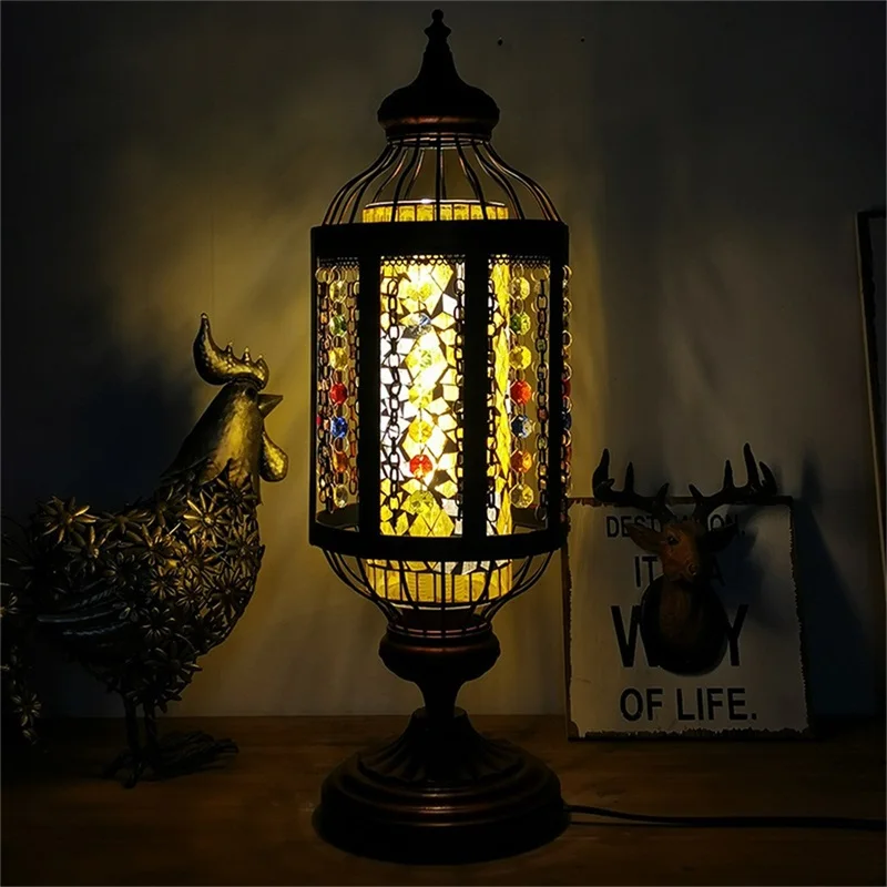 TEMOU Retro Kaleidoscope Table Lamp Romantic Creative LED Desk Light For Home Living Bedroom Bedside