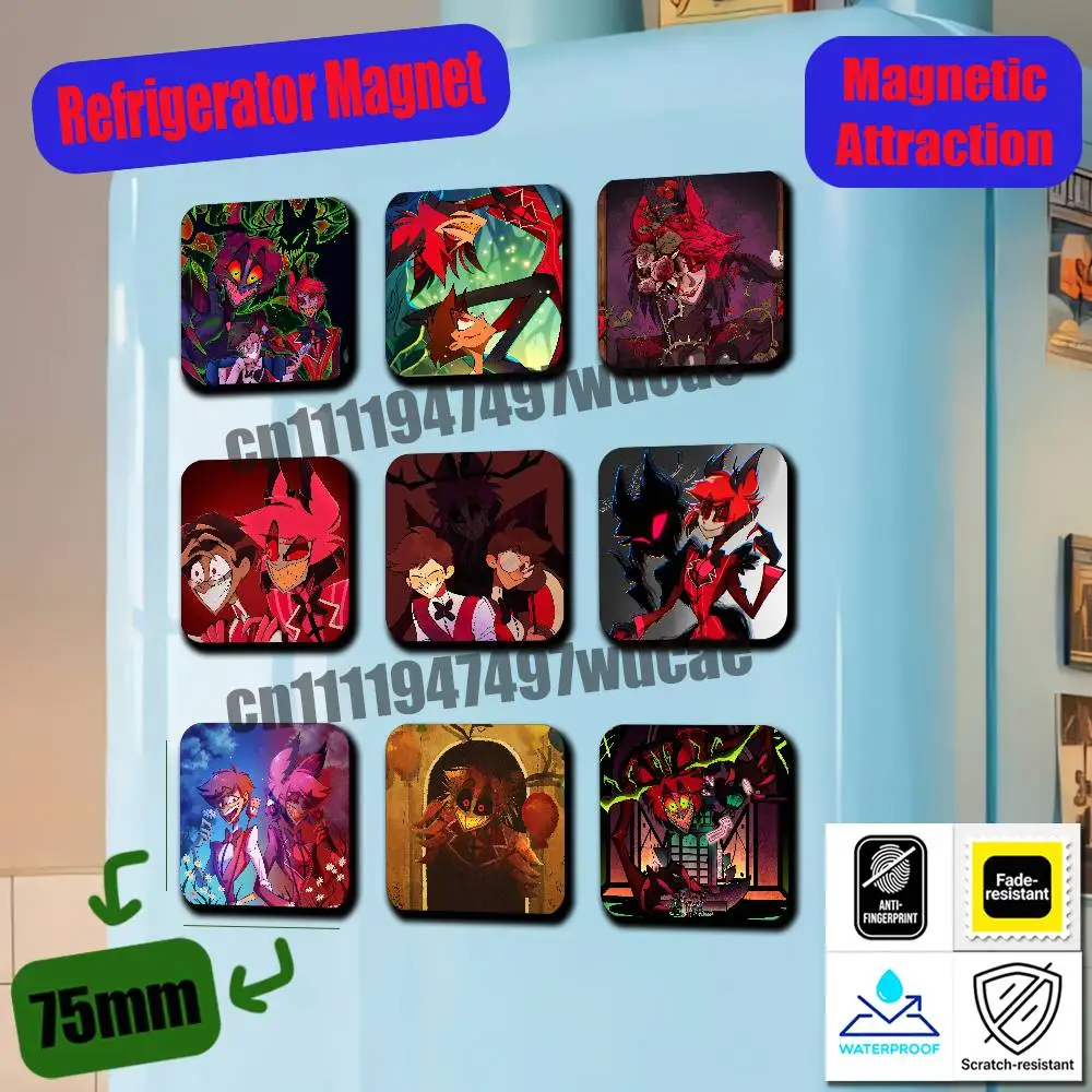 For Alastor H-Hazbin Hotel Fridge Magnets Freezer Metal Cabinet Custom Refrigerator Magnetic Card Case