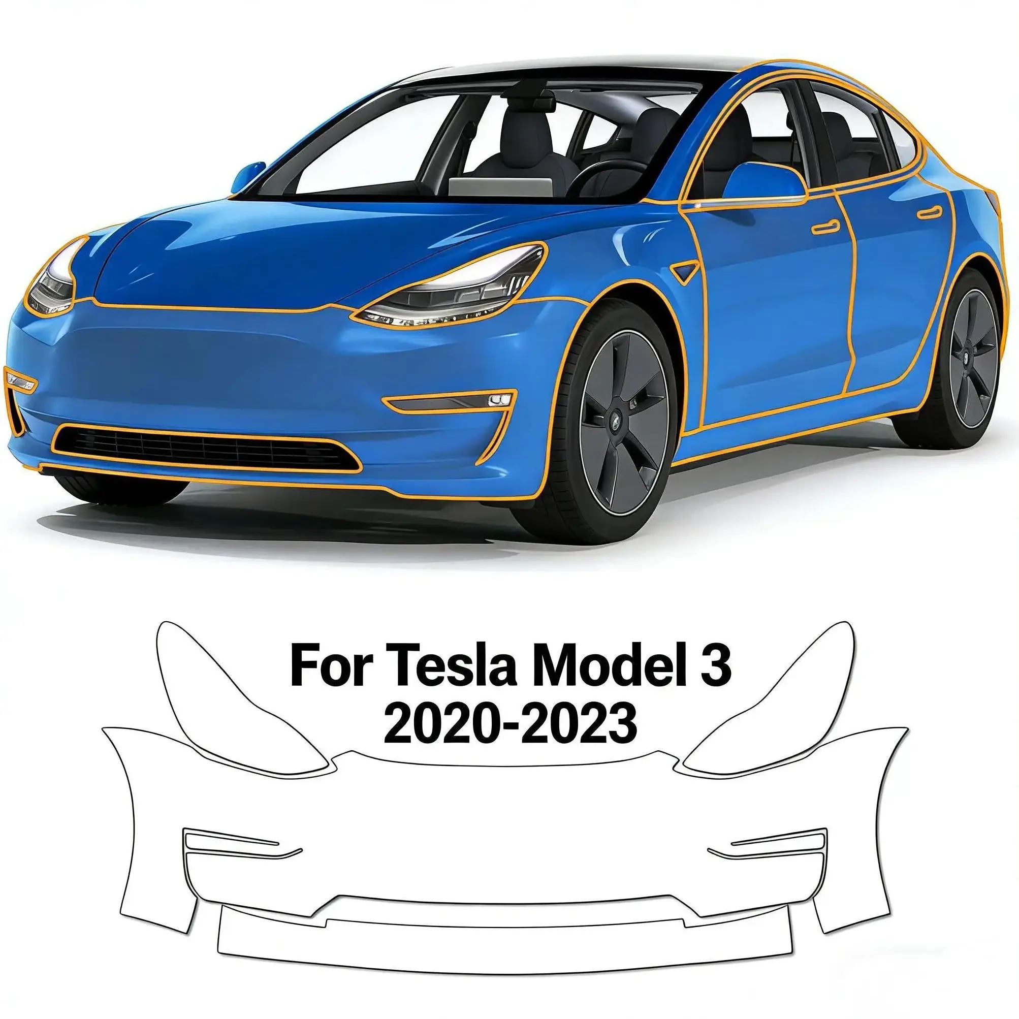 

For Tesla Model 3 2020-2023 TPU Bumper Pre-cut PPF Matte And Clear Paint Protective Film Custom Anti Scratch Self Healing Shield