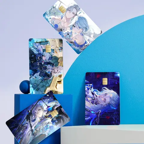 Neuvillette Genshin ImpactAnime Matte Front Skin Film Sticker Cover For Small Chip Credit Card Debit Card