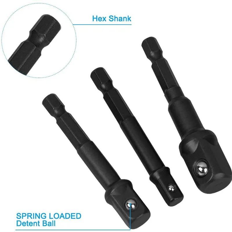 

ABZL 6 Pcs Socket Bit Adapters 1/4 Inch 3/8 Inch 1/2 Inch Drive Impact Power Extension Set Drilling Bit Nut Driver Tool Kits