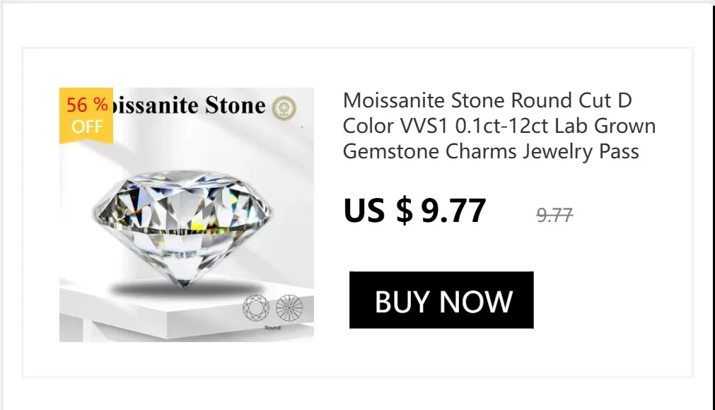 Lab Moissanite Stone Round Cut D Color VVS1 0.1ct-12ct Lab Grown Gemstone Charms for Jewelry Making Pass Diamond Tester
