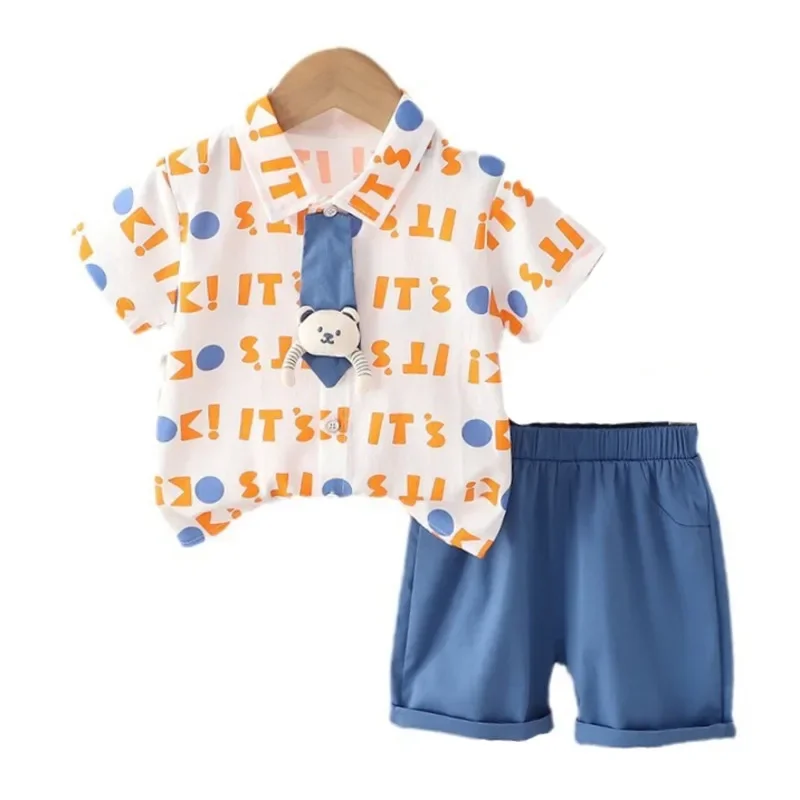 

New Summer Baby Clothes Suit Children Boys Fashion Letter Shirt Shorts 2Pcs/Sets Toddler Casual Costume Infant Kids Tracksuits