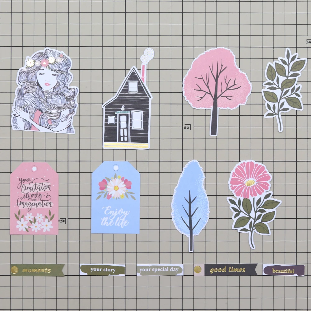 Creative Path Tranquil Place Scrapbooking Journaling Komplettsets 15 Stück Dekorative Papier-Ausschnitte Rahmen Aufkleber DIY Bastelsets – Detail 16
