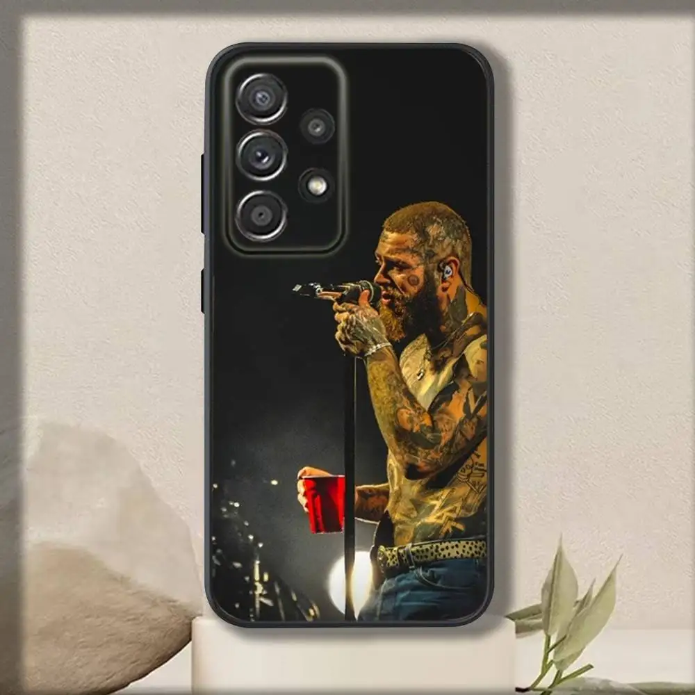 Funda de teléfono P-Post Singer M-Malones para Samsung S 25,24,23,22,30,21,10,9,Ultra,Plus,Lite,FE,4,5 G, funda negra suave