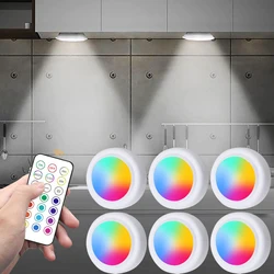 Colore RGB sotto le luci dell'armadio batteria Wireless luci a LED telecomando lampada da notte dimmerabile per guardaroba per la cucina della camera da letto