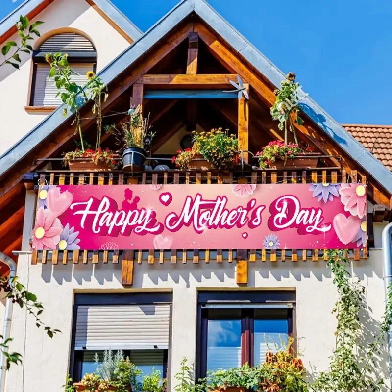 

Mother's Day Banner Decorations Background Party Pink flowers gift decorations and household items outdoor decorations