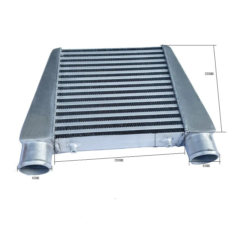 

Универсальный интеркулер 280x280x76 мм, алюминиевый радиатор на впуске холодного воздуха, 2,5-дюймовый вход, 63 мм, розетка для турбо-автомобиля