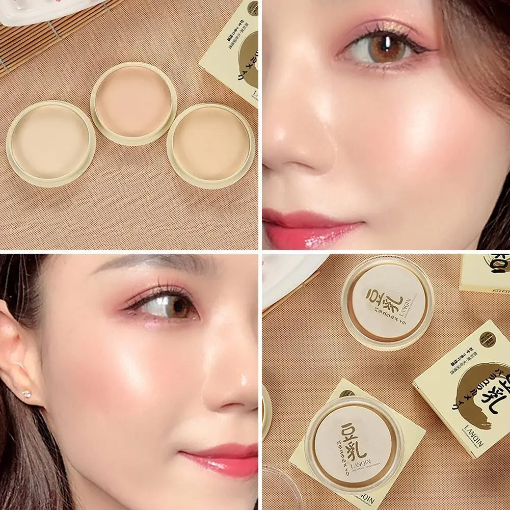 Maquillaje corrector, leche de soja en polvo, capacidad de reparación, Control de blanqueamiento, maquillaje en polvo duradero, aceite hidratante resistente al agua H4o0