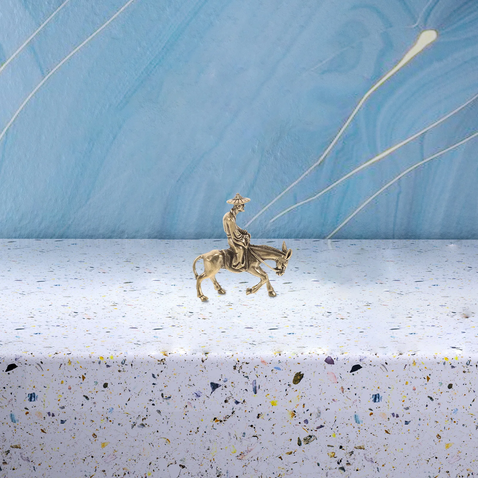 

Vintage Copper Old Man Riding Donkey Ornament Desktop Decor Home Decoration Shelf Table Decor Living Room Accessories