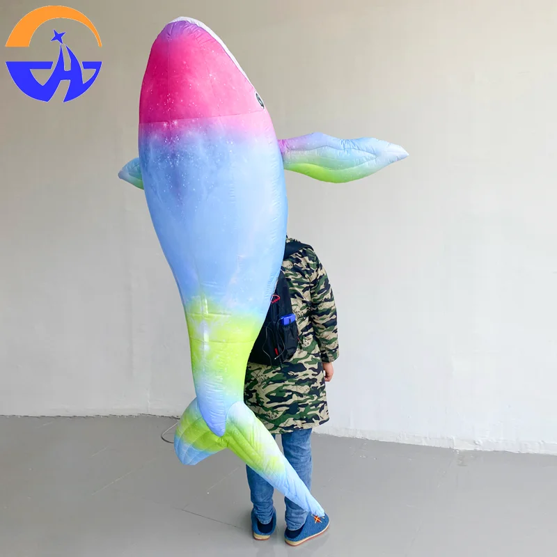 Inflatable cartoon figure carrying fish air model interactive props for marine animal performances in shopping malls and bars