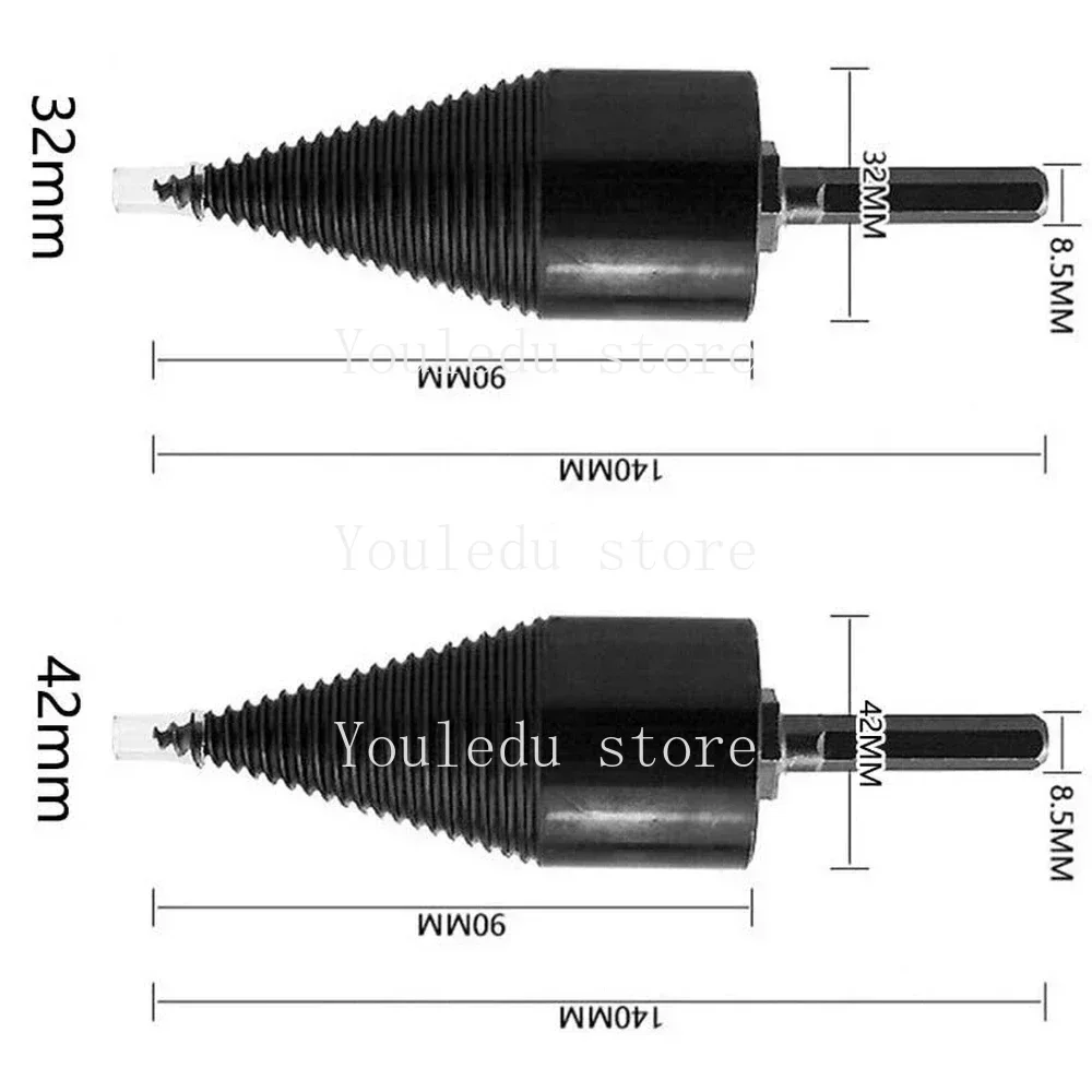 32 มม./42 มม.ไม้ Splitter เจาะเหล็กคาร์บอนสูงรอบ/Hex/Triangle Shank ไม้แยกกรวยเจาะบิตไฟฟ้าเจาะเครื่องมือ