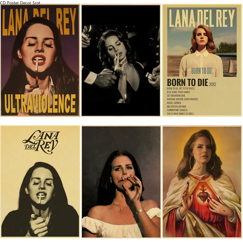 Hot Singer Lana Del Rey Retro Poster Kraft Paper Prints Posters DIY Vintage Home Room Bar Cafe Decor Aesthetic Art Wall Painting