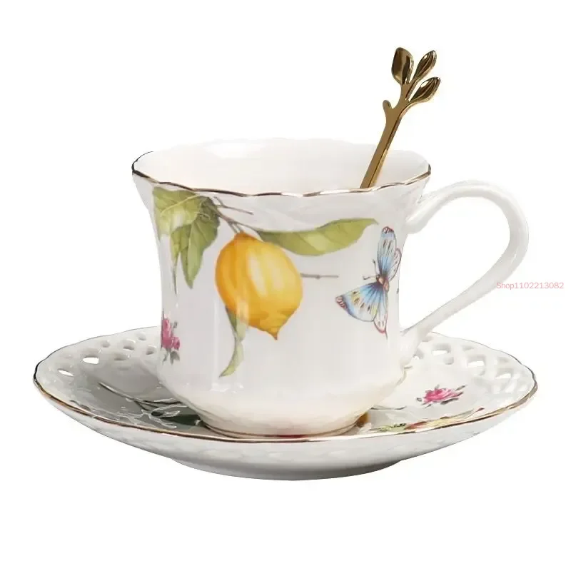 1pc Lemon Espresso Cups,Elegant Tea Set European Style,Europe Tea Cup And Saucers Set,Ceramic Mug Coffee Cup Set Dessert Plate