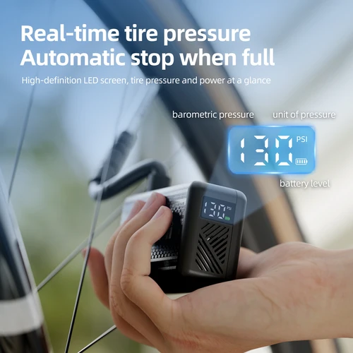 Imagen 2 del producto 130 PSI CYCLAMI AM6 bomba de aire automática inflador eléctrico de bolsillo portátil pantalla de presión de neumáticos Inflador de neumáticos MTB bicicleta de carretera FV AV