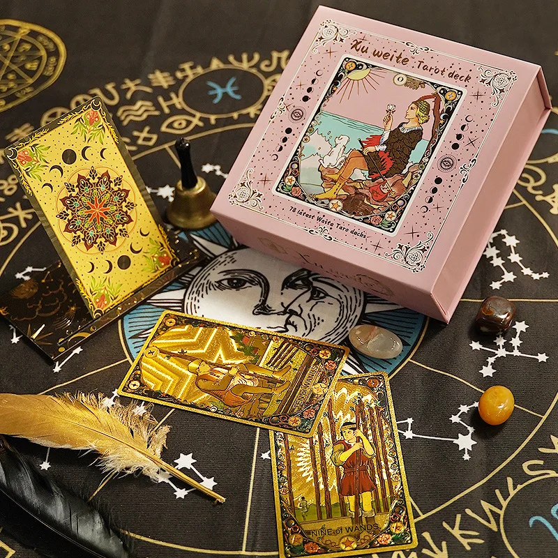 12*7cm Classic Tarot Cards with Pink Box PVC Waterproof Durable Divination Board Games Tarot Cards with Guide Book