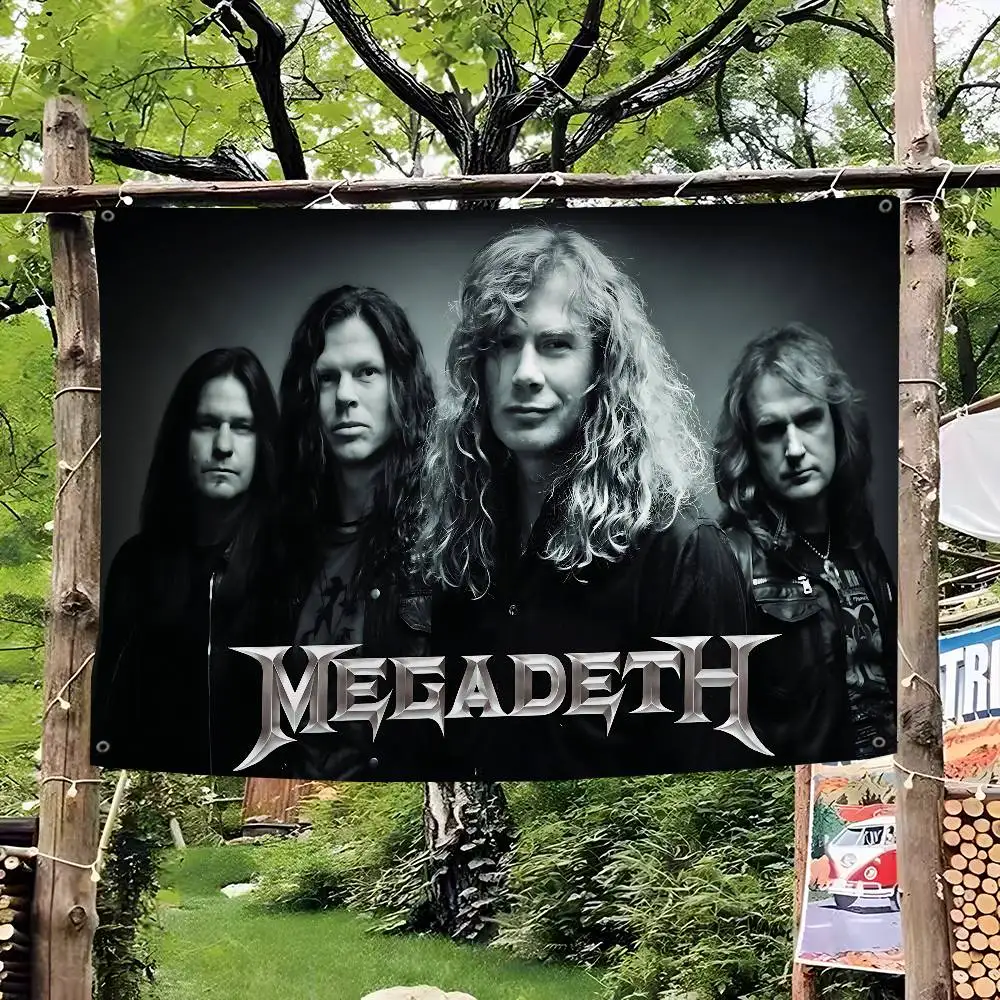 Heavy Metal Rock Band M-Megadeths Small Size Cheerleading Banner Hand Pulled Flag Outdoor Atmosphere Flags
