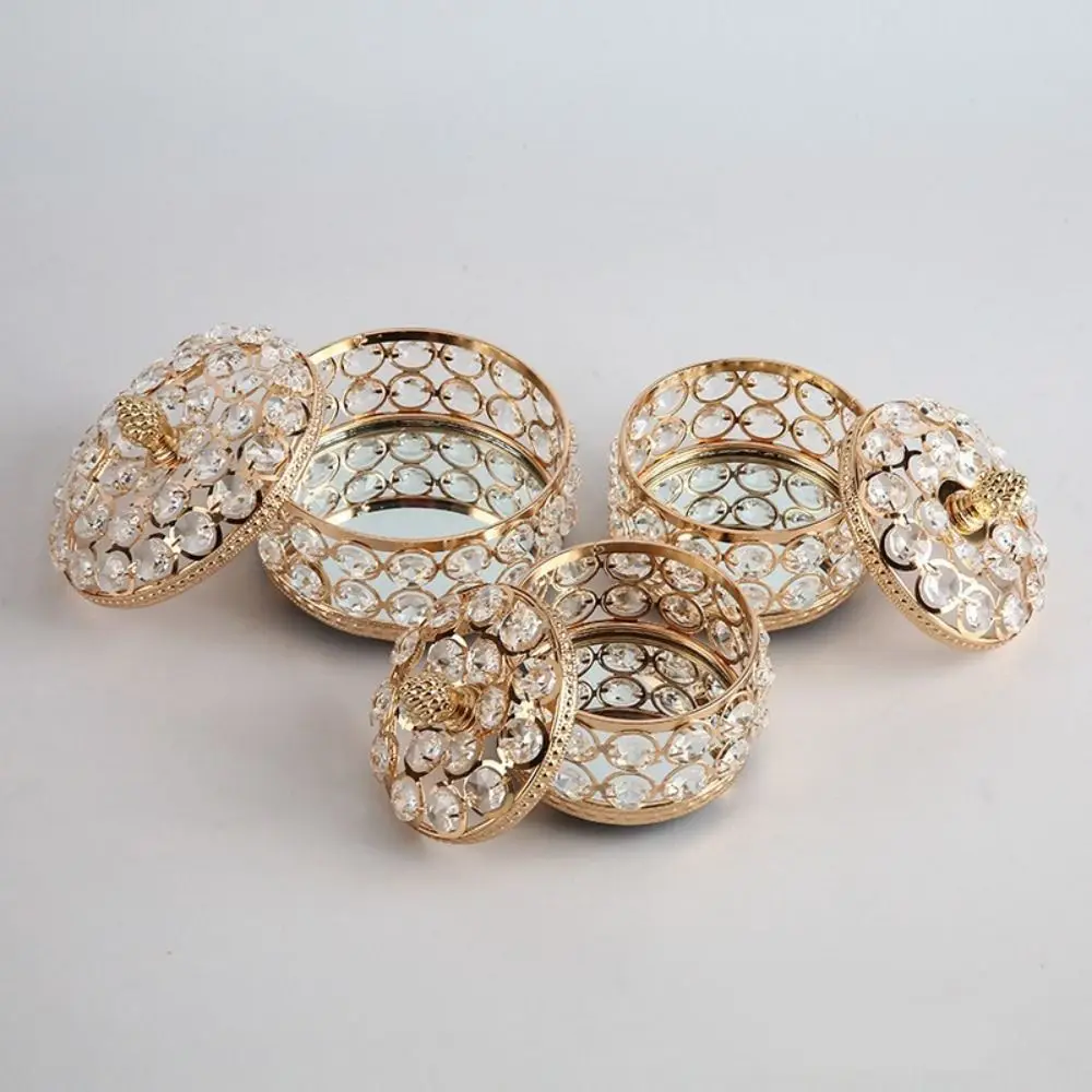 صندوق مجوهرات كريستال فاخر زجاج معكوسة قلادة مستديرة حلقة عرض حافظة ديكور محمولة صندوق تذكار