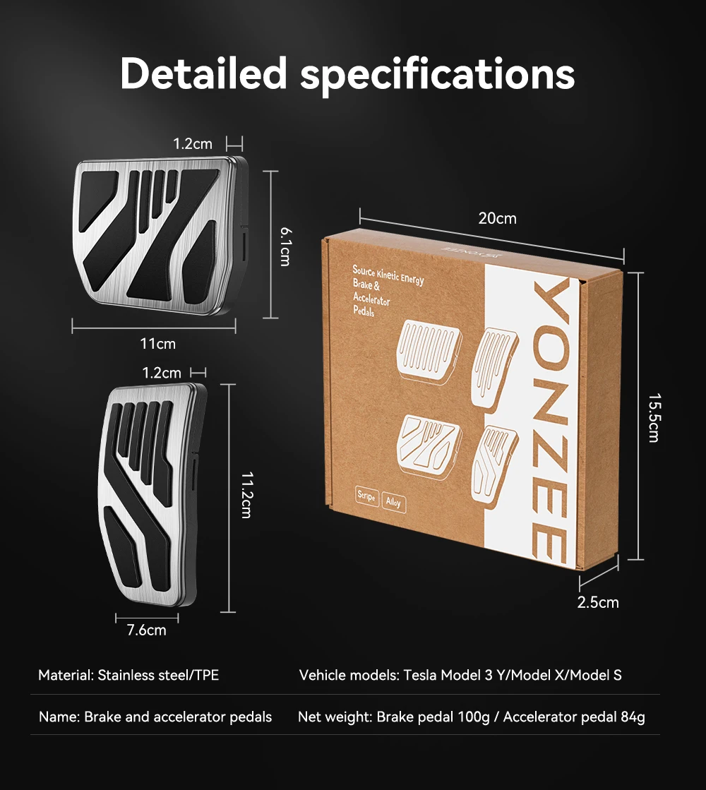 YZ Für Tesla Model 3/Y/YL Highland Juniper 2017-2026 Aluminiumlegierung Fußpedal Gaspedal Bremspedal Pedalabdeckung – Detail 10
