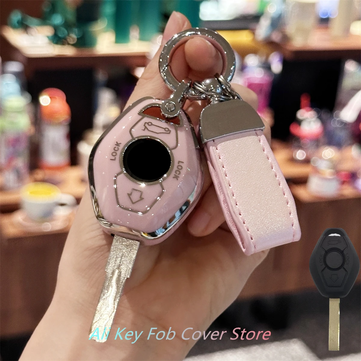 Key Fob Cover Keychain Lanyard for BMW 3 5 7 Series M3 M5 M6 X3 X5 Z3 Z4 Z8 Keyless Entry Remote Control Key Case Protector