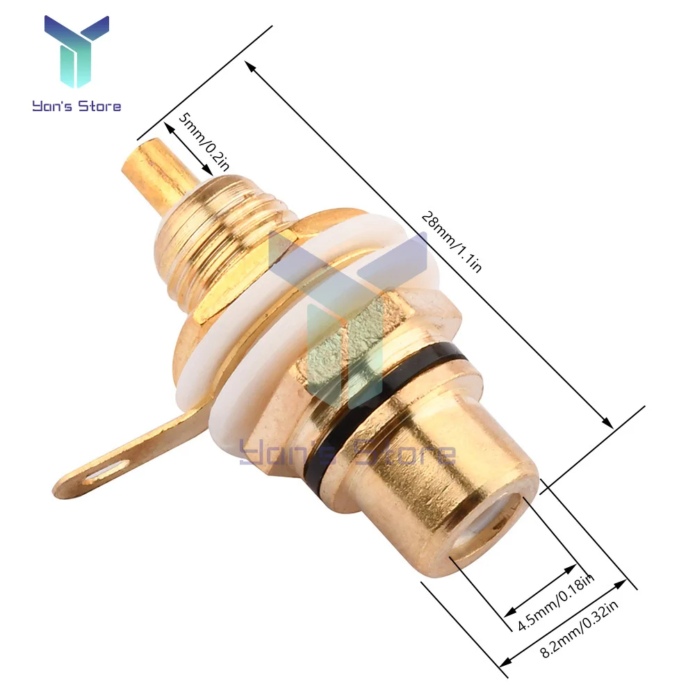 1/4/10PCS RCA Female Socket Audio Chassis Welding Wire Connector Zinc Alloy Adapter Plug Gold Plated RCA Terminal Jack White