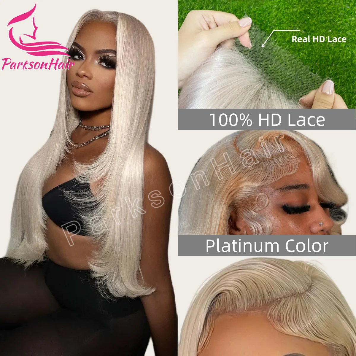 

200% #60 Platinum HD Lace Human Hair Wig 13x4 HD Lace Frontal Wig For Women Pre-Plucking Ash Blonde Colored 613 Lace Front Wig