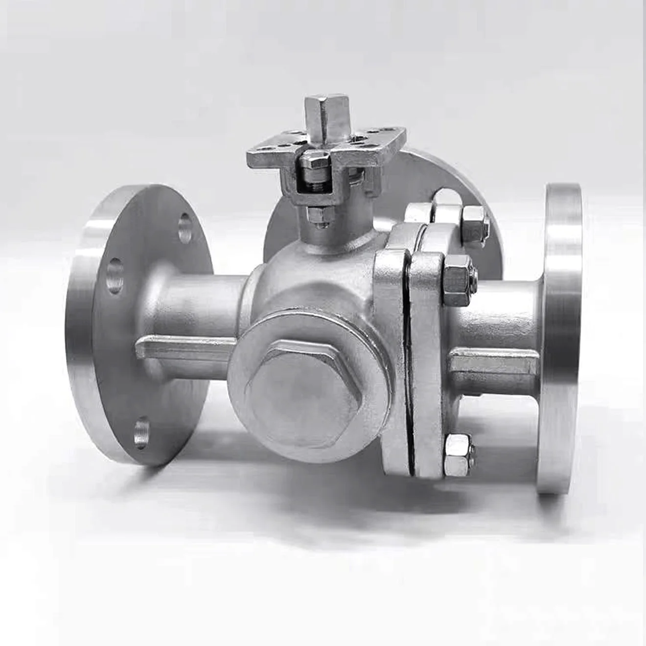 304 الفولاذ المقاوم للصدأ منصة عالية ثلاثية الاتجاه الكرة صمام الكهربائية الهوائية T/L 3 طريقة دليل الكرة صمام 3 "صمام كروي شفة