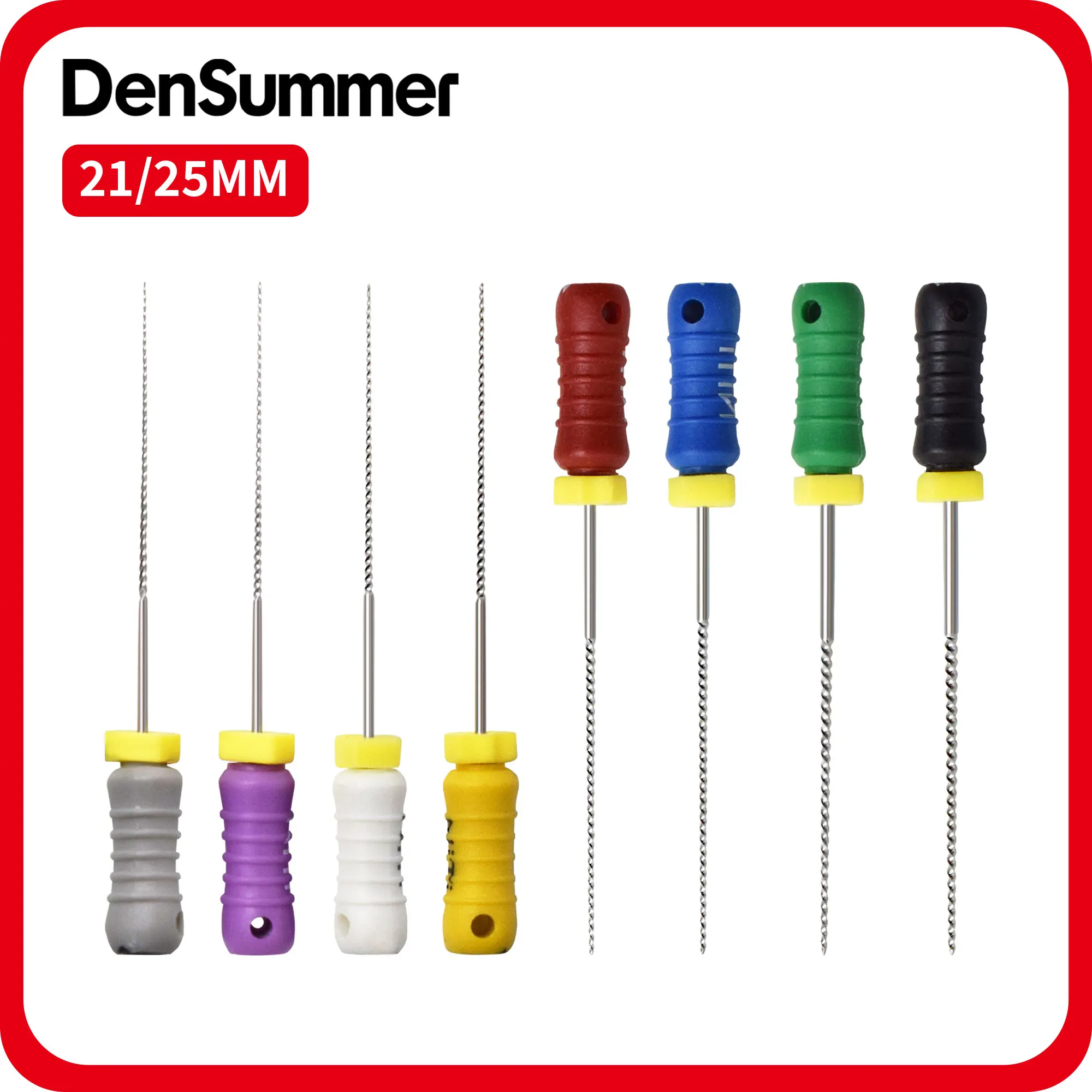10Boxes DenSummer Nickel-titanium Endodontic Files Easy To Use #15-40 #45-80 Root Canal File 21/25mm NITI K-Files Dentistry Tool