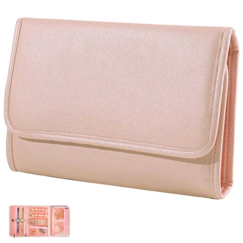 

Foldable Jewellery Storage Bag Book Design PU Clear Pockets Portable Necklace Storage Bag with zipper Multifuntional