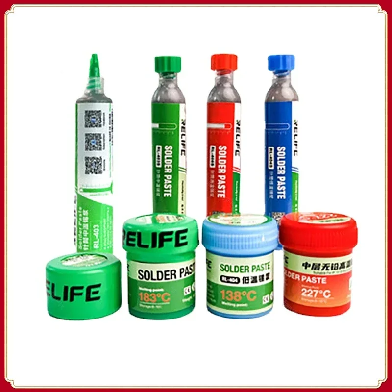 

RELIFE BGA Tin Soldering Paste 138℃/183℃/227℃ Lead-Free Low/Medium/High Temperature PCB Repair Welding Flux Syringe Type Solder