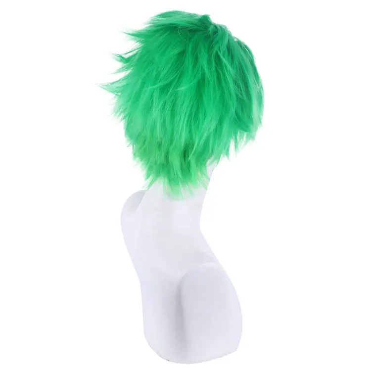 Anime Slicked-back green wig Short Layer Roronoa Zoro Comic Cosplay Synthetic Hair