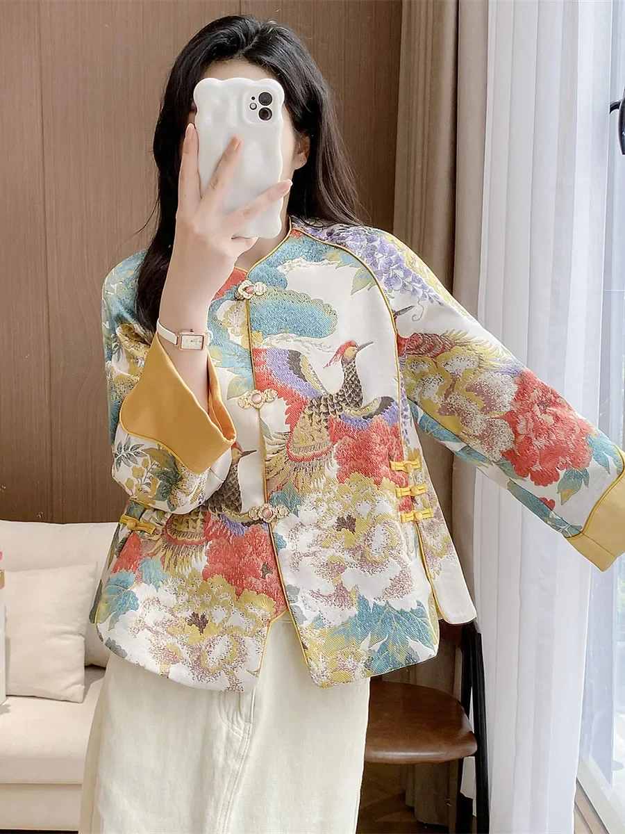 Vintage disc buckle new Chinese style blouse embroidery coat Tang suit Chinese style women's Spring and Autumn