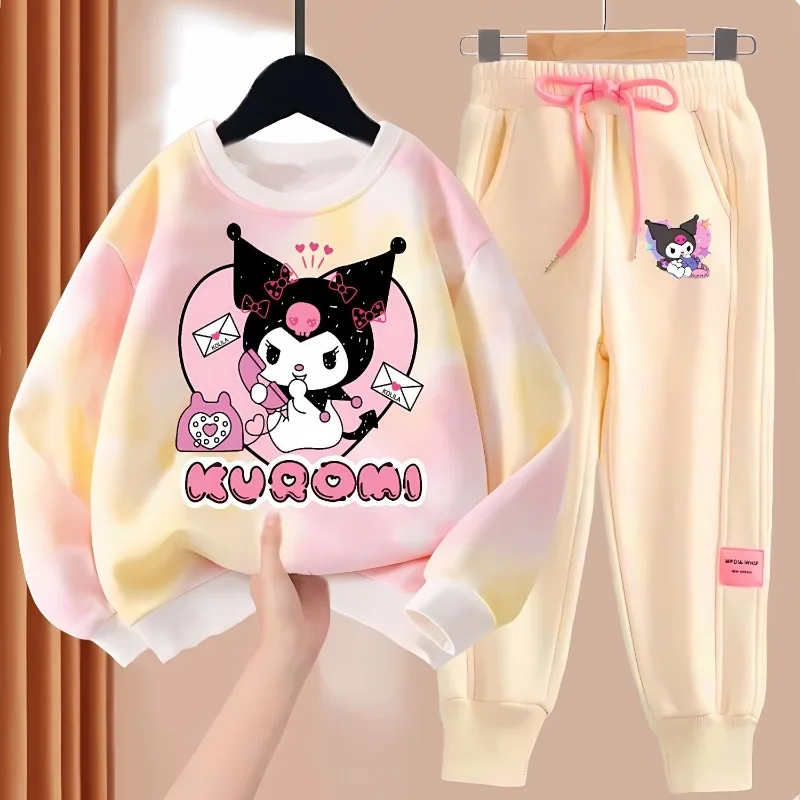 

Kawaii Kuromi Sanrio Children Cute Cartoon Hoodie Set Students Comfortable Sportswear Trousers Jacket Birthday Gift for Kids