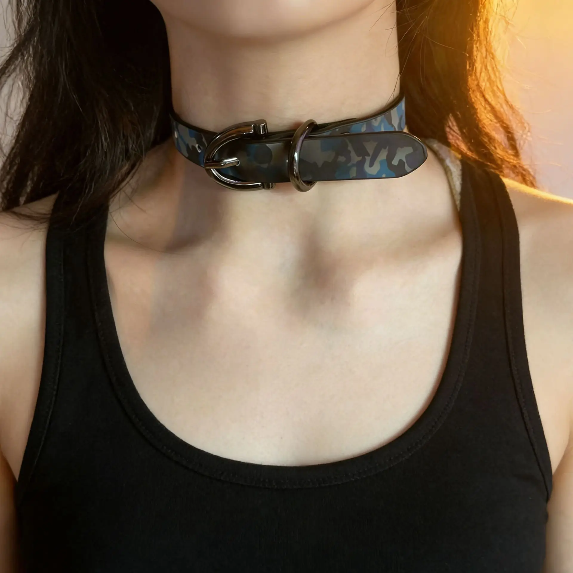 Cool and trendy Sweet and cool Diva style Y2K trend Sophisticated feeling Soft leather  Stainless steel Collar chain