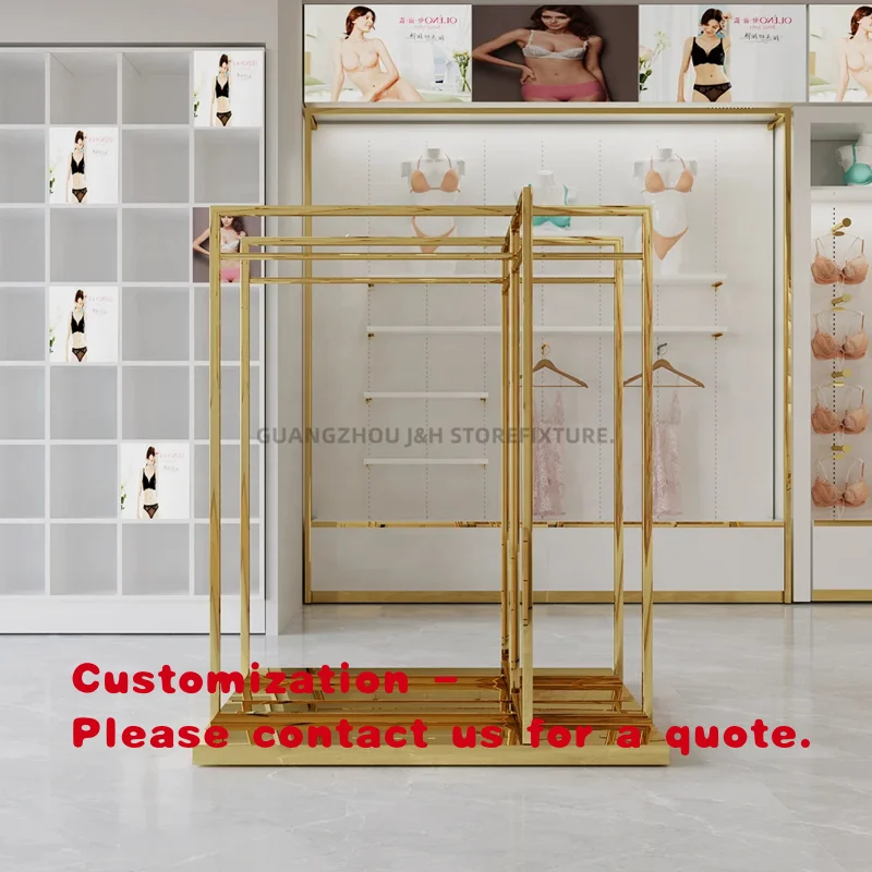 custom.Shop Furniture Lingerie Display Shelf Exquisite Shiny Gold Lingerie Store Display Rack Underwear
