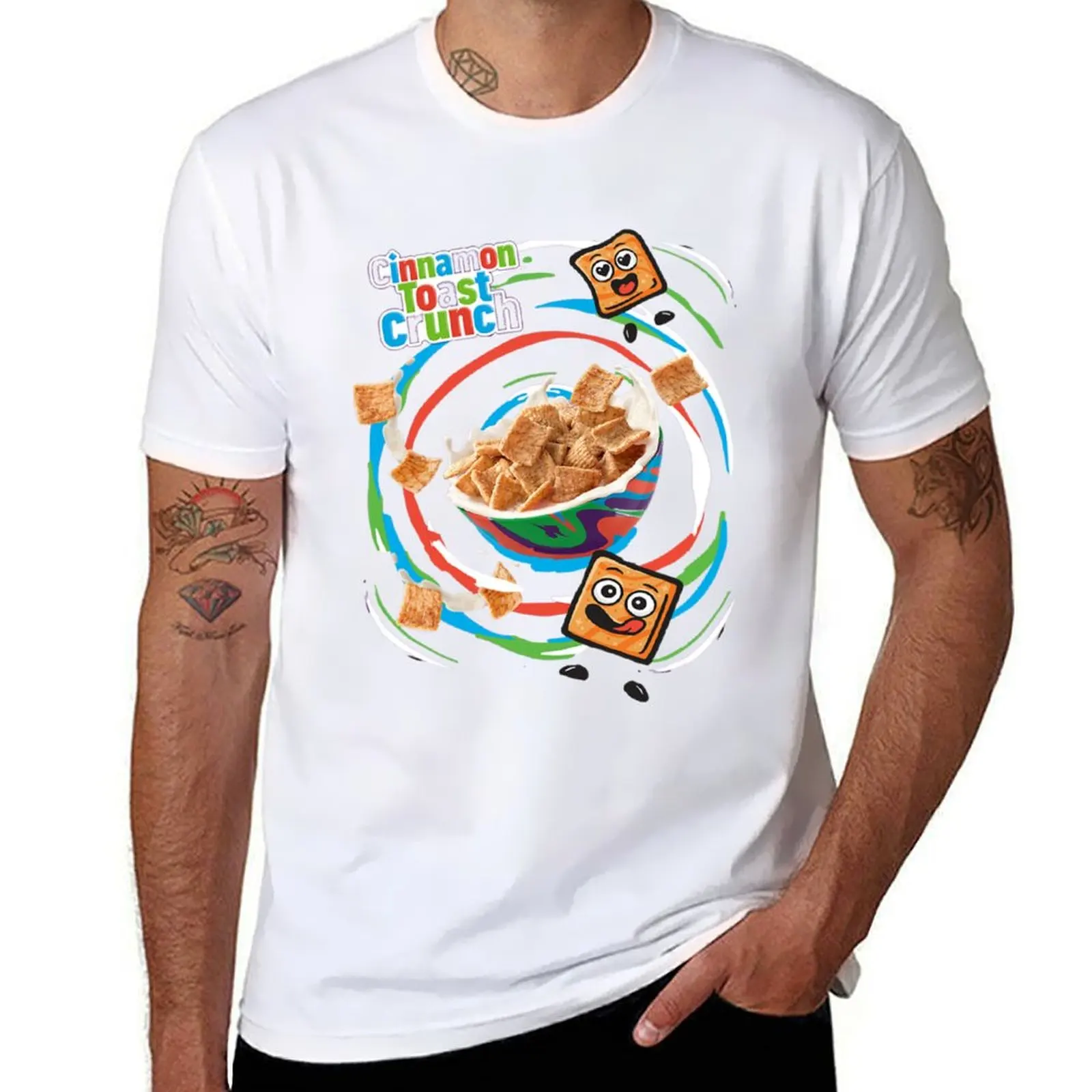 Camiseta Cinnamon Toast Crunch, camisetas para hombre, paquete de camisetas blancas para hombre, camiseta divertida de algodón para hombre, camiseta de algodón