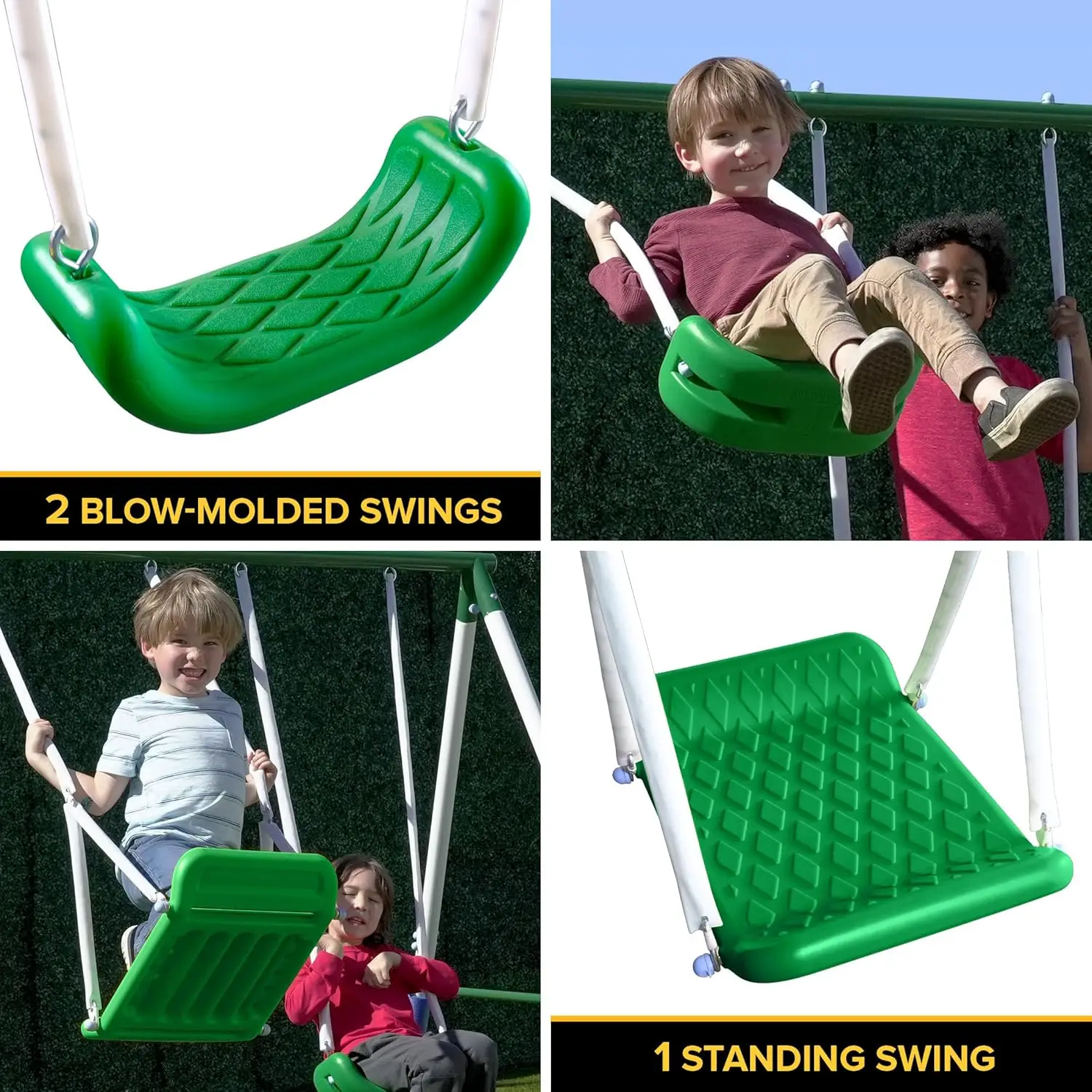 Park Ridge Metal Swing Set: 2 Swings/Standing Swing, 2 Person Roman Glider Swing, Teeter Totter and 5' Wavy Slide