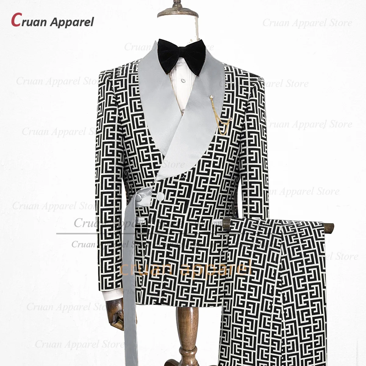 

Розкішний чоловічий костюм Slim Fit Fashion Designs Plaid Pattern Printing Tuxedos for Men Custom Wedding Party Jacket Pants Set 2-Pieces