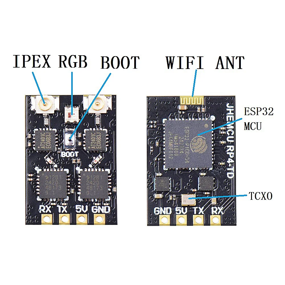 JHEMCU RP4-TD ELRS 2,4 GHz Diversiteit Ontvanger Telemetrie Vermogen 20dBm Protocol CRSF Ingangsspanning DC + 5V voor RC FPV Drone