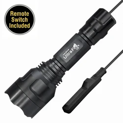 UltraFire C8 Single Mode Hunting Flashlight 1-Mode Tactical Torch 1000 Lumens Remote Pressure Switch 18650 Battery Set