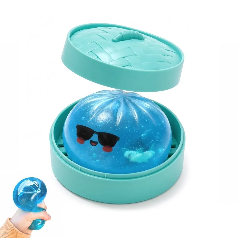 

Glitter Shark Dumplings Squishy Toy with Steamer Slow Resilience Squishy Toy Fidget Soft Steamed Stuffed Bun Squishy Pinch Le